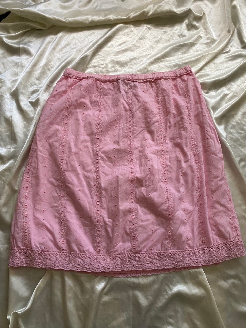 Vintage y2k Pink Eyelet Cotton Mini Skirt Coquette Preppy 1X Plus